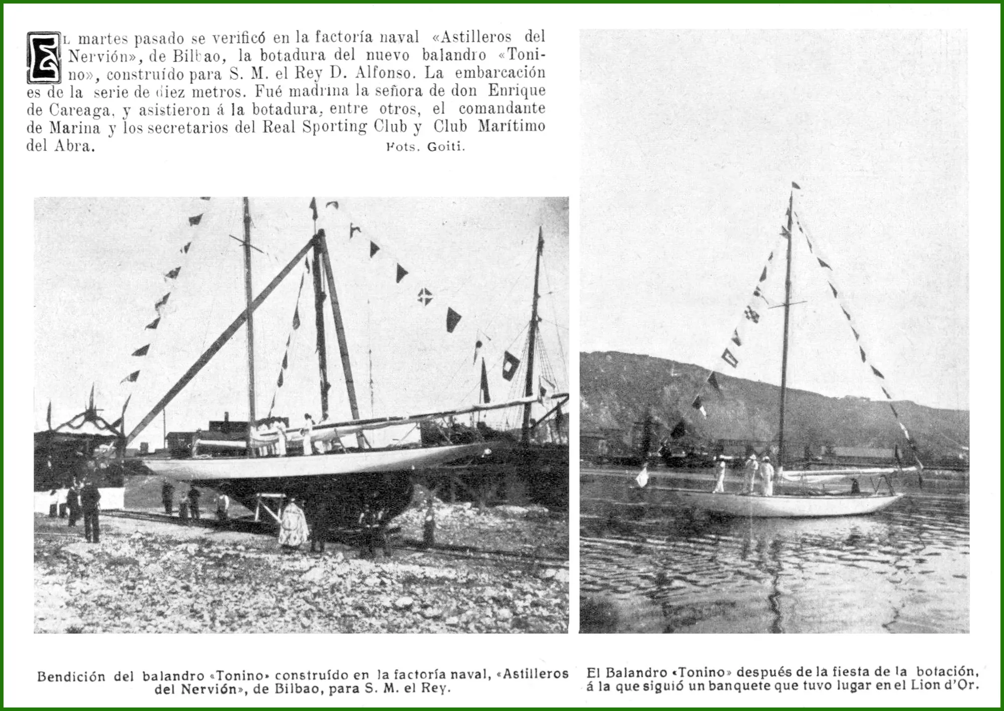 Tonino F/0, velero histórico de Alfonso XIII